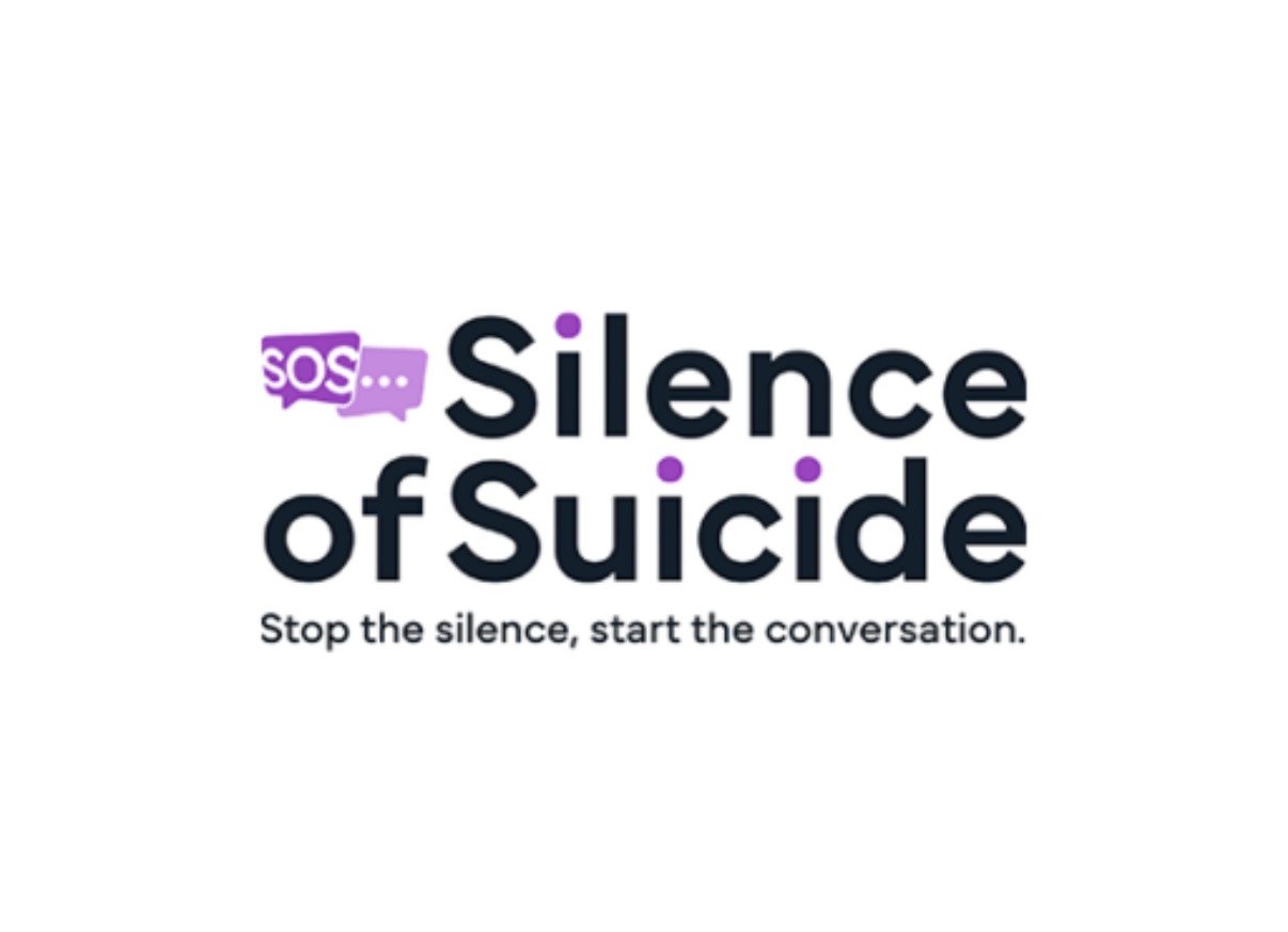 K&RYN Charity Ambassador announcement graphic with the SOS Silence of Suicide logo and its strapline, Stop the silence, start the conversation